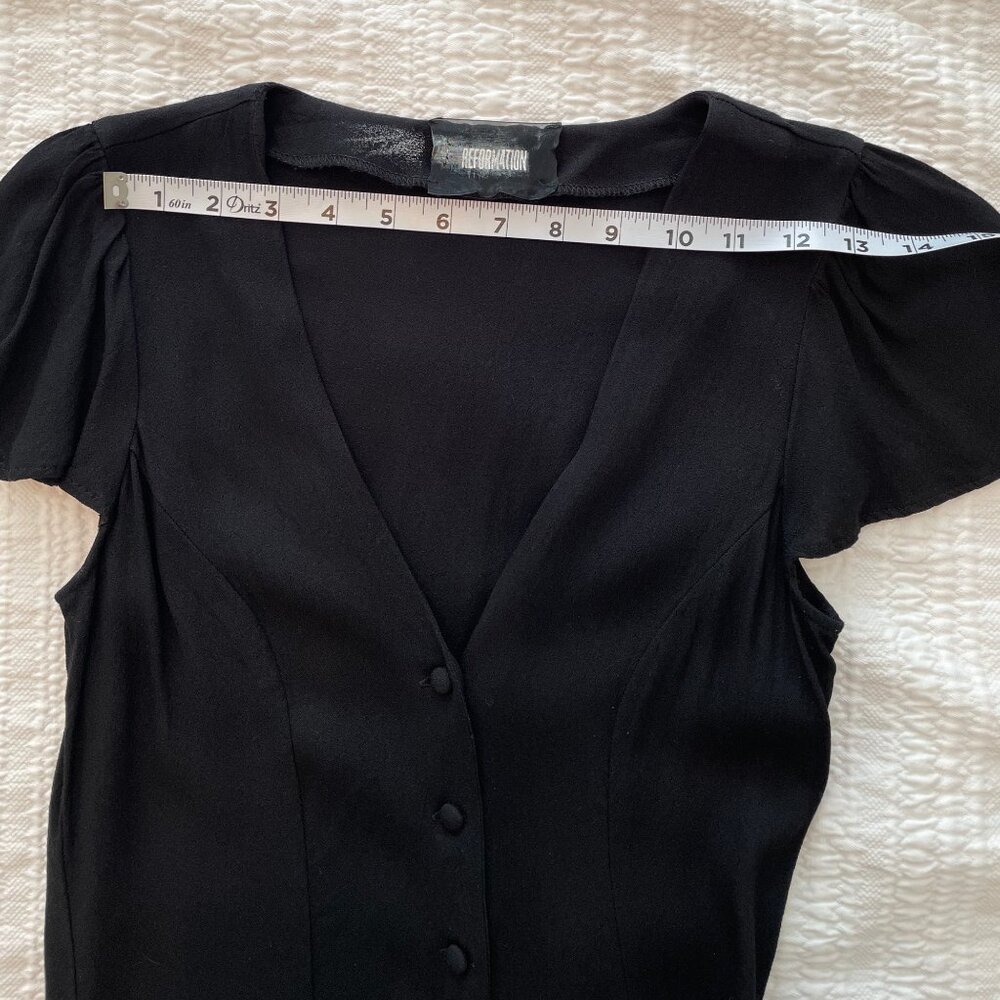 Reformation Black Flutter Sleeve Mini Dress Size 4 - Picture 5 of 9